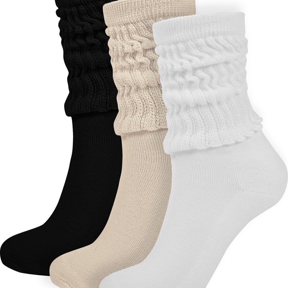 Retro Slouch Socks Y2K Scrunch Ankle Crew Soft Polyester Spandex Stretchy